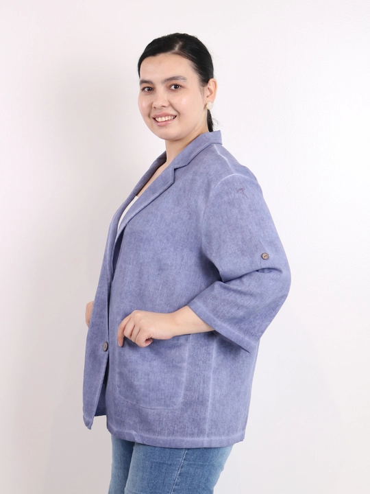 Ayollar pidjagi yengil, tabiiy mato, sutrang, kulrang-ko‘kimtir, cho‘ntakli, plus size