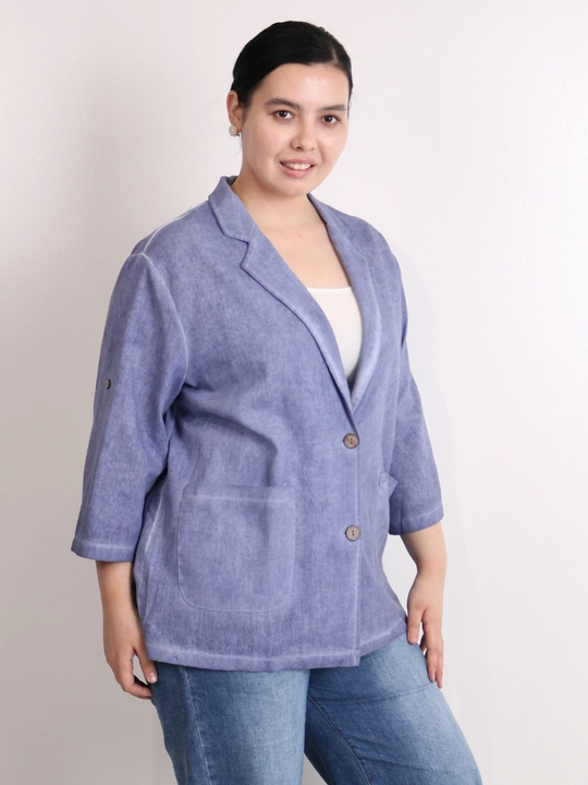 Ayollar pidjagi yengil, tabiiy mato, sutrang, kulrang-ko‘kimtir, cho‘ntakli, plus size