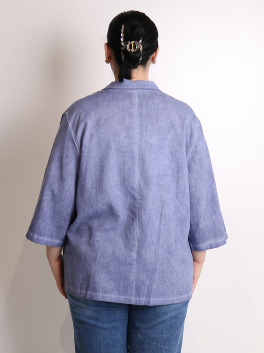 Ayollar pidjagi yengil, tabiiy mato, sutrang, kulrang-ko‘kimtir, cho‘ntakli, plus size