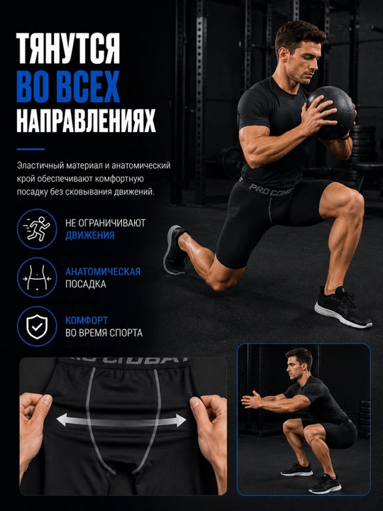 Erkaklar uchun kompression shortiklar Body Flex fitness va yugurish uchun
