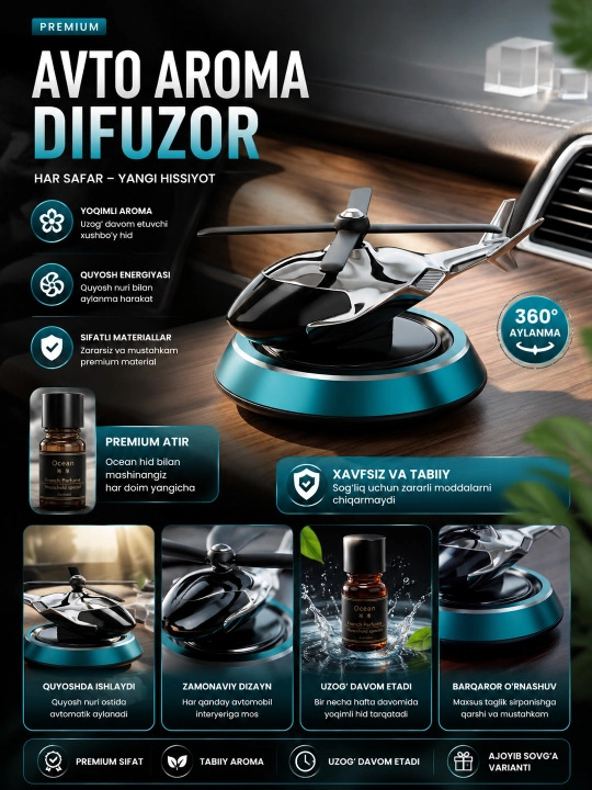 Avto Aroma Diffuzor — avtomobilingiz uchun premium hid tarqatuvchi aksessuar - 