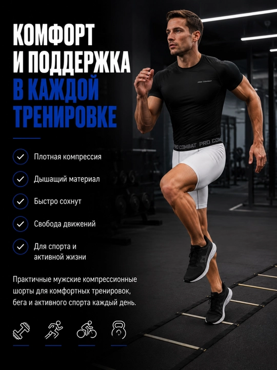 Erkaklar uchun kompression shortiklar Body Flex fitness va yugurish uchun