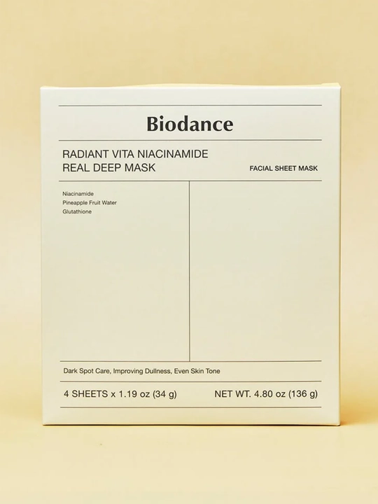 Biodance Radiant Vita Niacinamide Real Deep Mask — гидрогелевая маска для лица, 4 шт