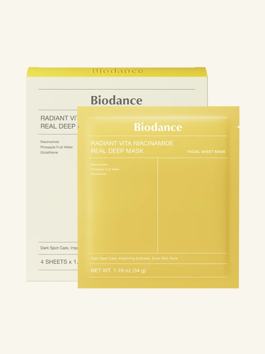 Biodance Radiant Vita Niacinamide Real Deep Mask — yuz uchun gidrogel niqob, 4 dona - 