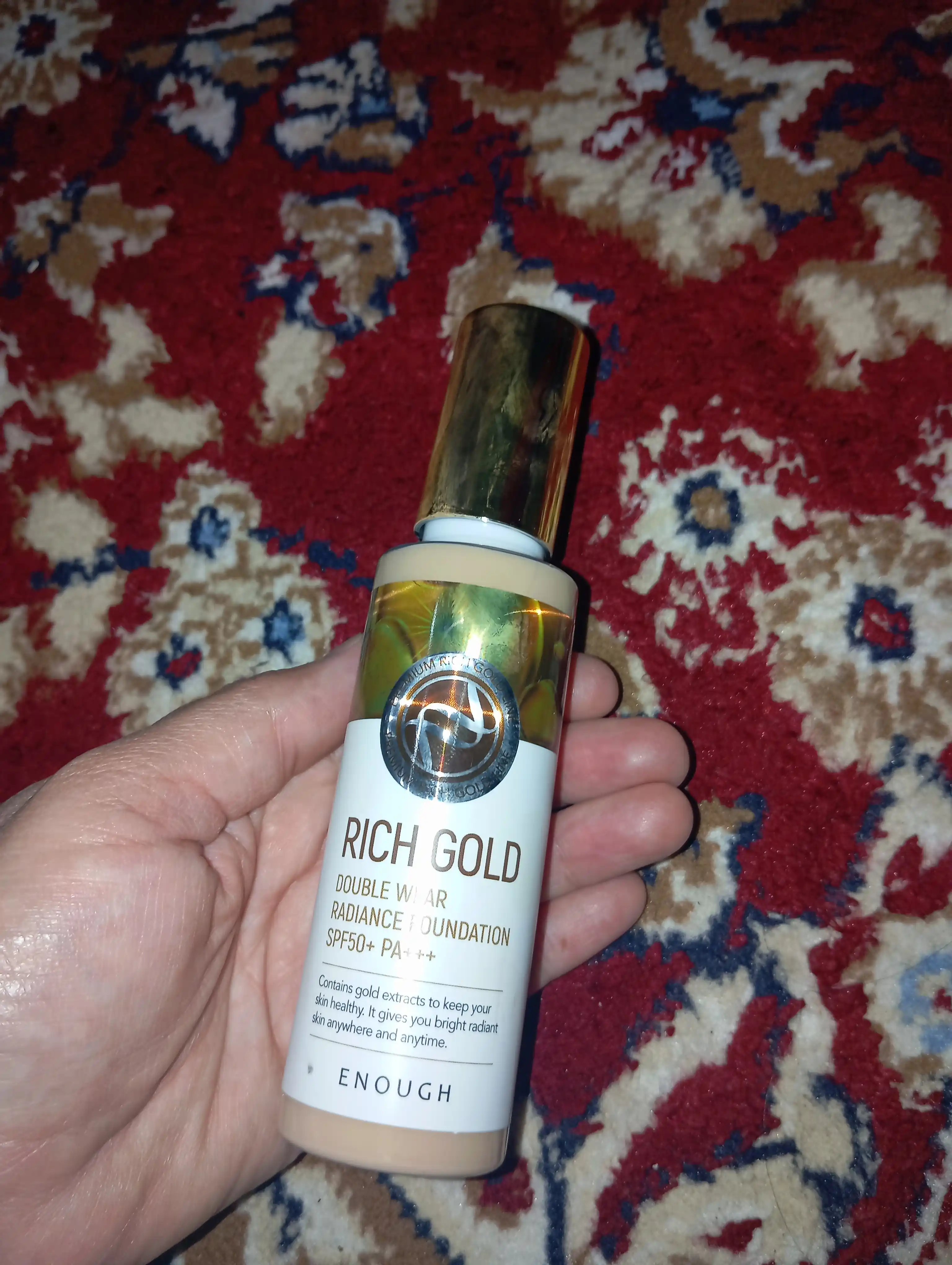 Тональный крем для лица Enough Rich Gold с золотом SPF50+ стойкий, увлажняющий