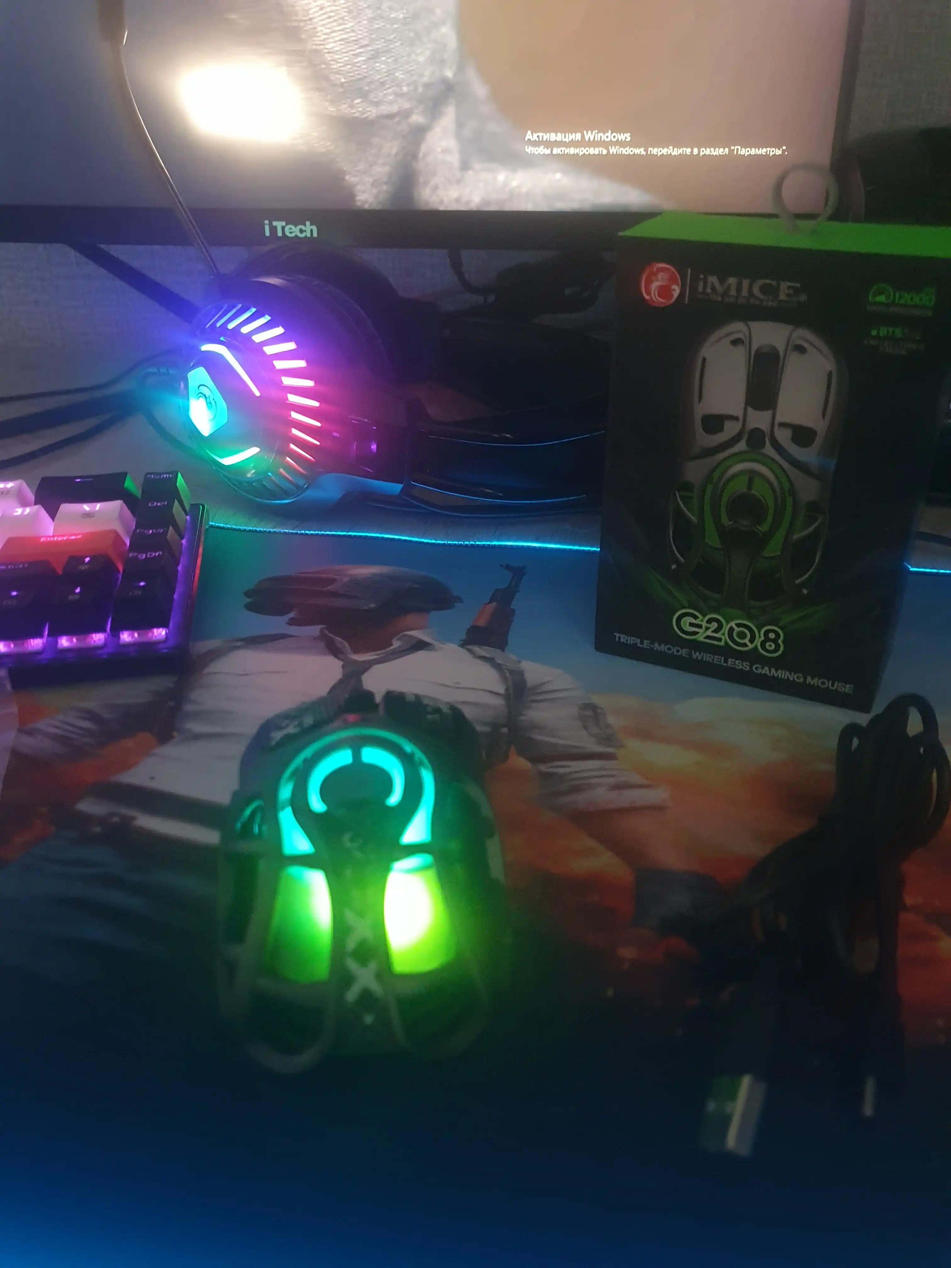 Simsiz shovqinsiz o‘yin sichqonchasi, 5 xil iMICE modeli, DPI 12800, RGB