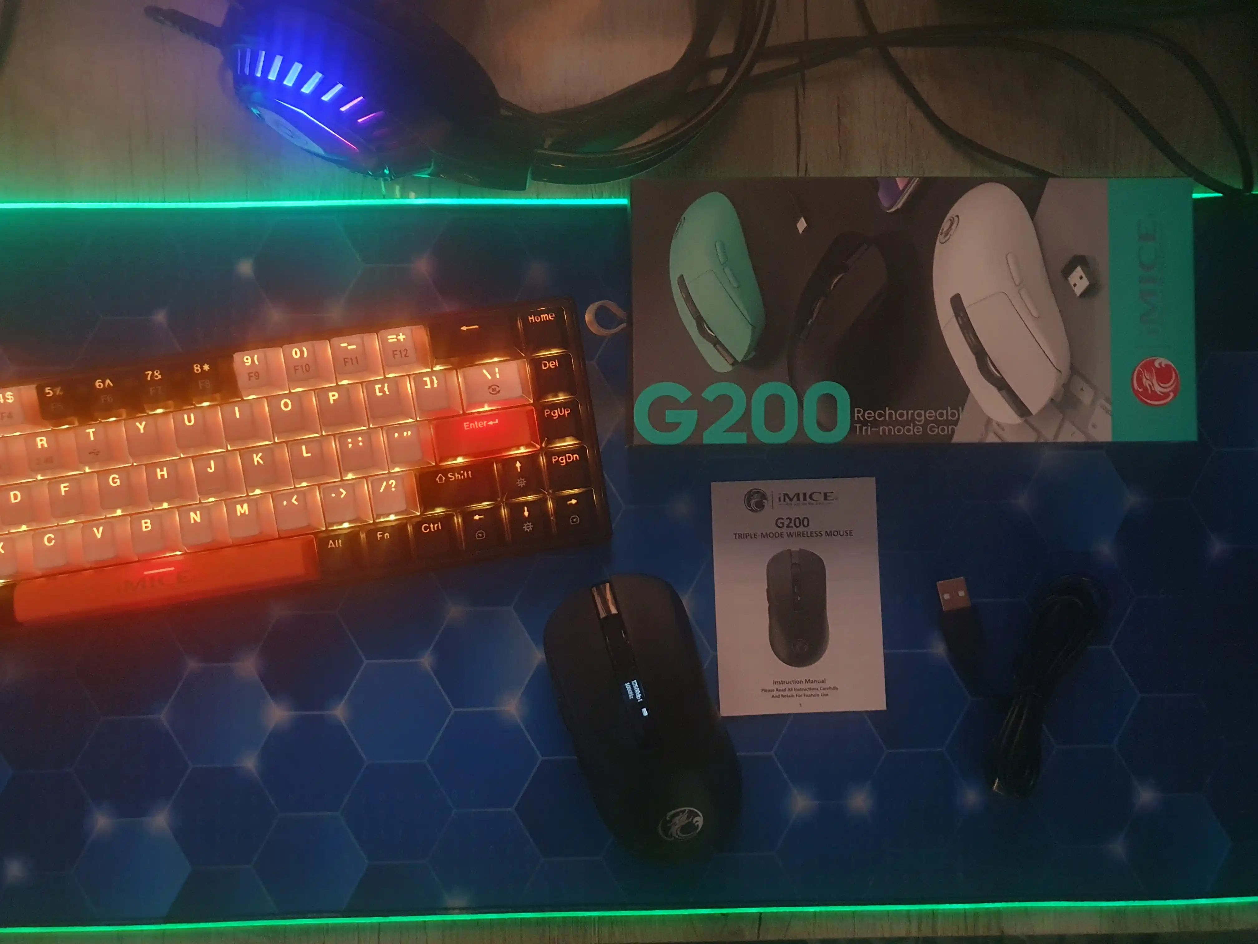 Simsiz shovqinsiz o‘yin sichqonchasi, 5 xil iMICE modeli, DPI 12800, RGB