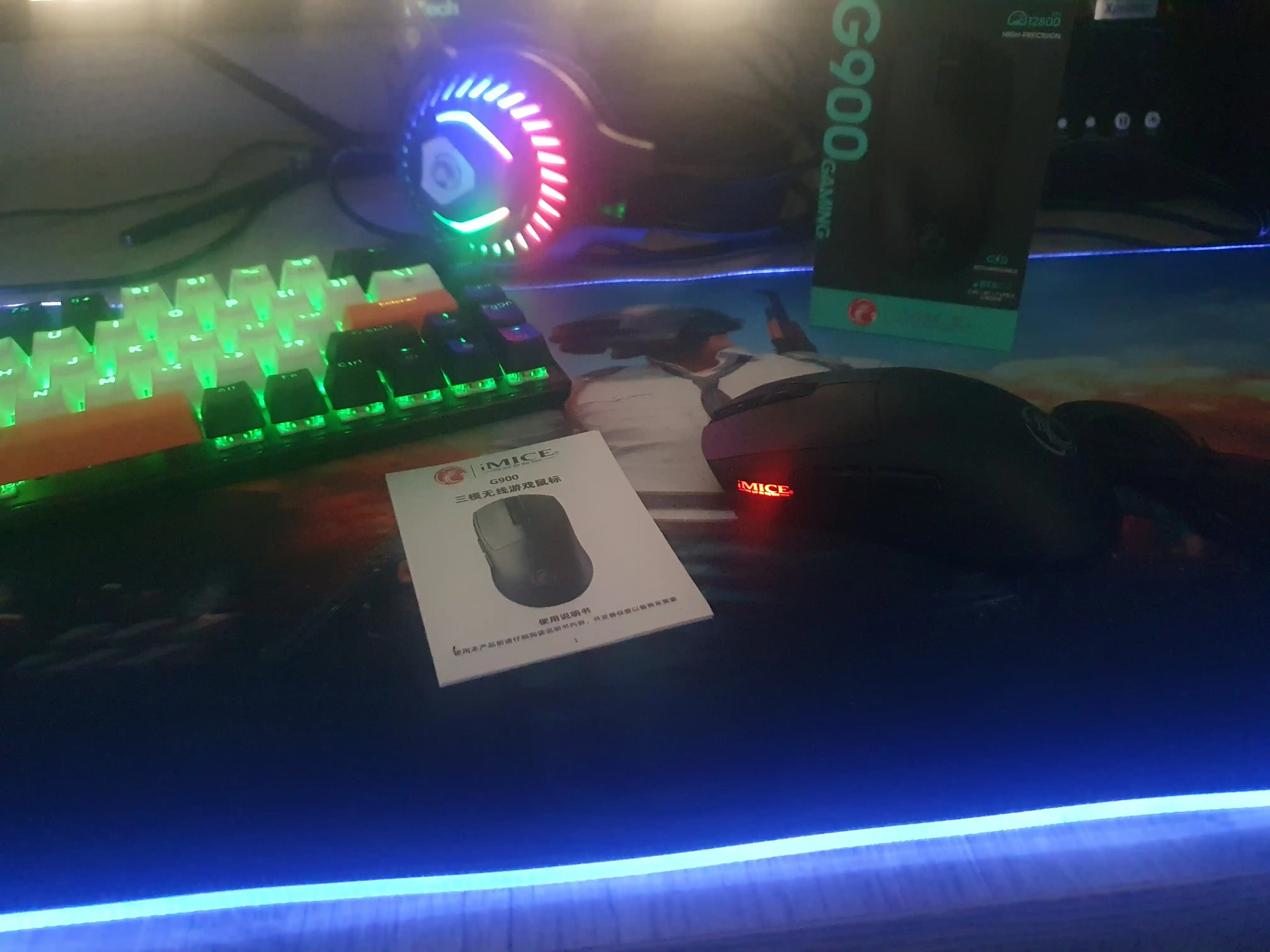 Simsiz shovqinsiz o‘yin sichqonchasi, 5 xil iMICE modeli, DPI 12800, RGB