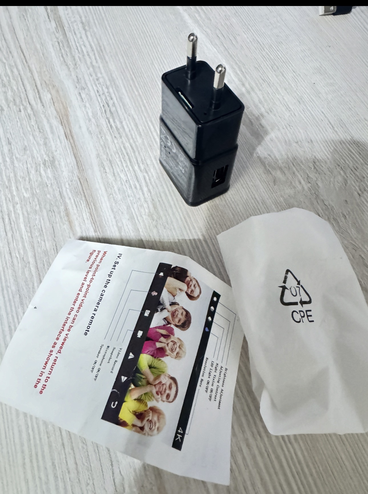 Mini kamera, adapter, 4K, xavfsizlik, harakat sensori; iOS va Androidni quvvatlash
