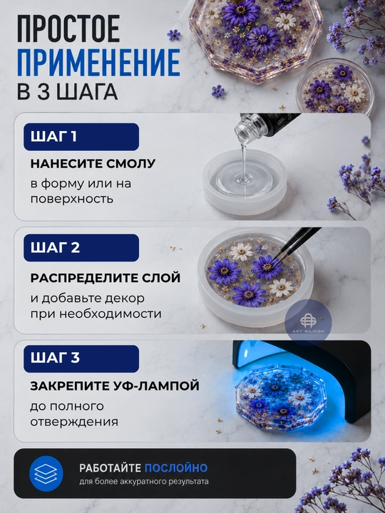 Art Silicon 8106A UF-smolasi, 1000 ml, ijodkorlik uchun shaffof smola