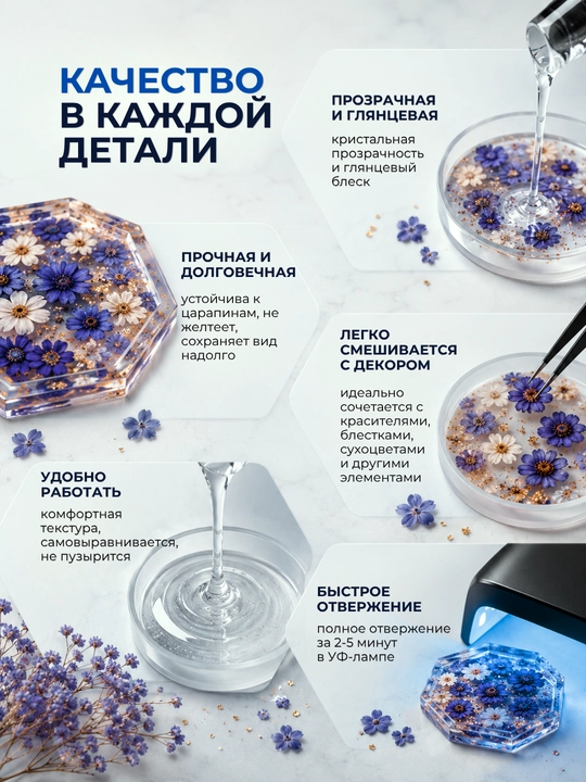 Art Silicon 8106A UF-smolasi, 1000 ml, ijodkorlik uchun shaffof smola