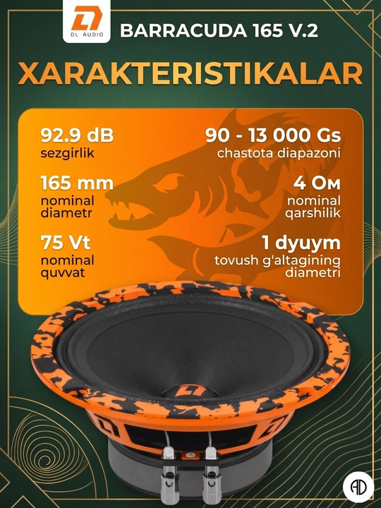 DL Audio Barracuda 165 V.2 ОРГ — Громкие среднечастотные динамики 16 см (75 Вт)
