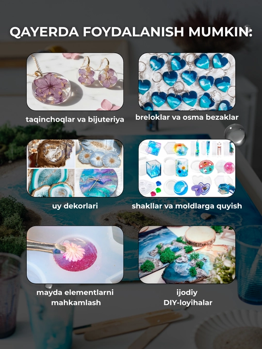 Art Silicon 8106A UF-smolasi, 1000 ml, ijodkorlik uchun shaffof smola