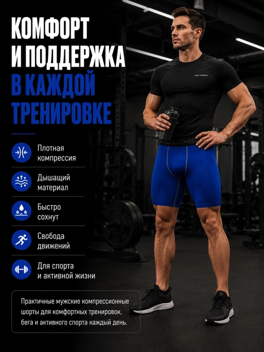 Erkaklar uchun kompression shortiklar Body Flex fitness va yugurish uchun