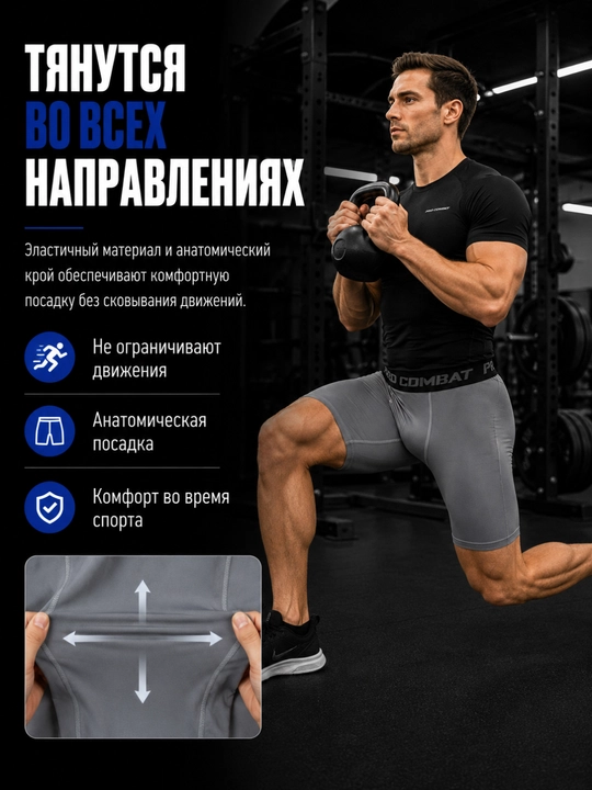 Erkaklar uchun kompression shortiklar Body Flex fitness va yugurish uchun