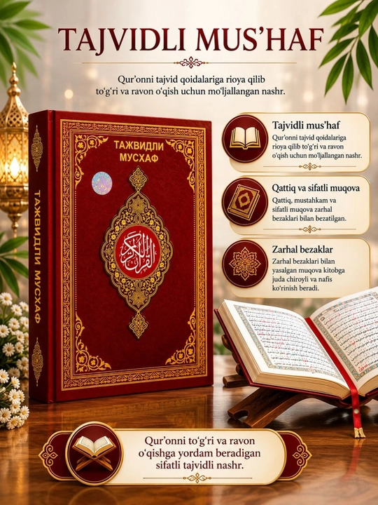 Mus’haf Qur’on kitobi  premium sovg‘alik nashr, 17x24sm - 