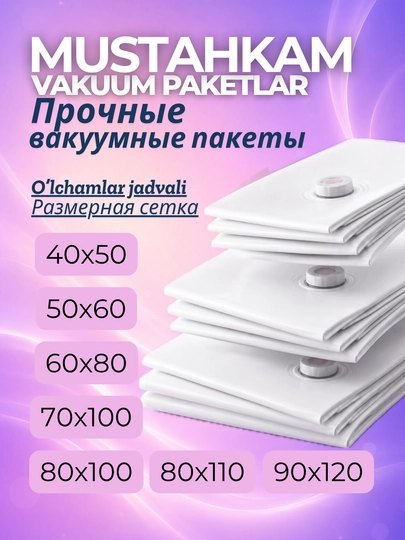Вакуумный пакет - мешок для хранения вещей и одежды, многоразовый