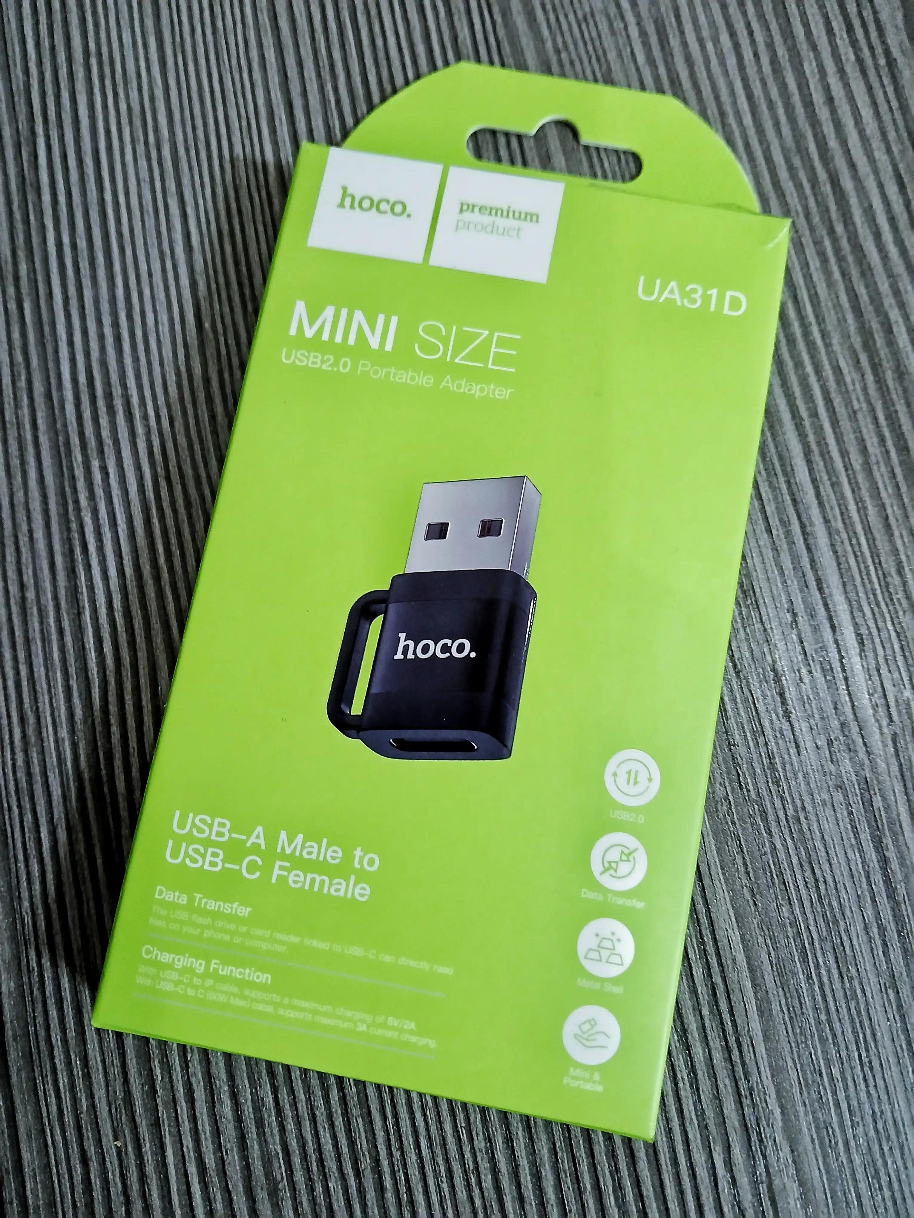 Адаптер переходник Hoco UA31B Lightning–USB-C OTG для iPhone, зарядка и передача данных
