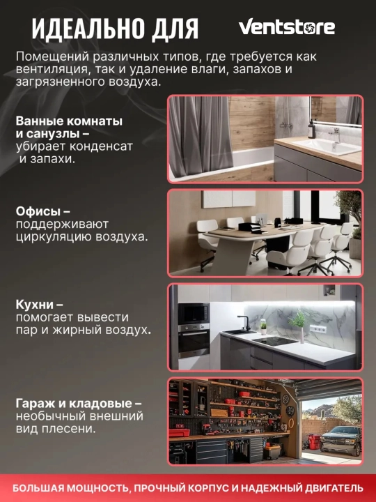 Вытяжной вентилятор с низким уровнем шума для бытовых помещений и ванной 100, 125, 150 мм