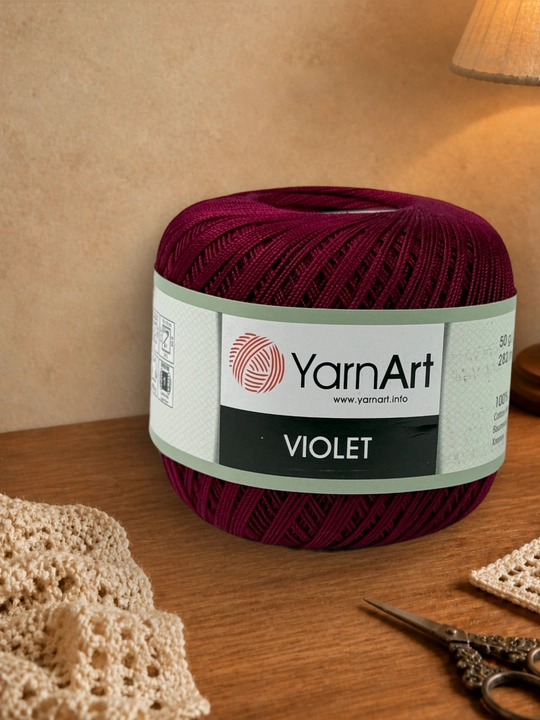 YarnArt Violet ipi, to‘qish uchun 100% merserizatsiyalangan paxta, 50g, 282m