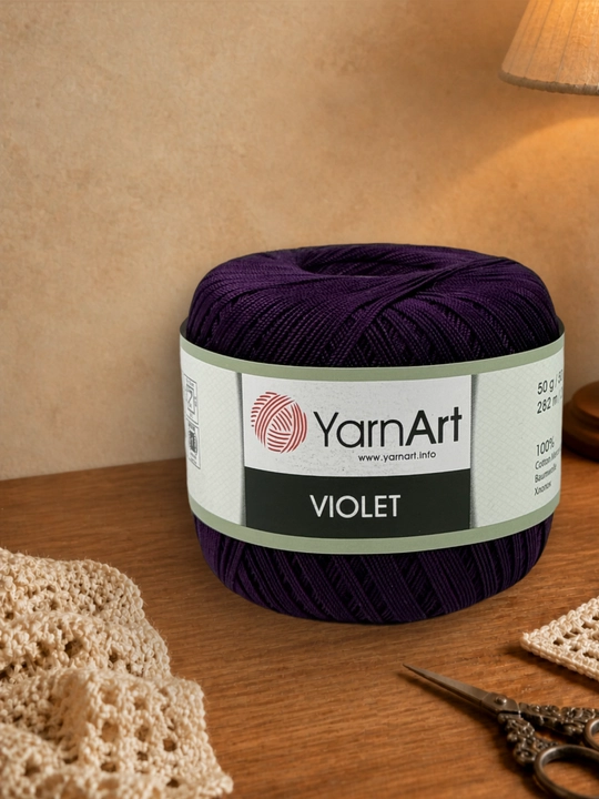 YarnArt Violet ipi, to‘qish uchun 100% merserizatsiyalangan paxta, 50g, 282m