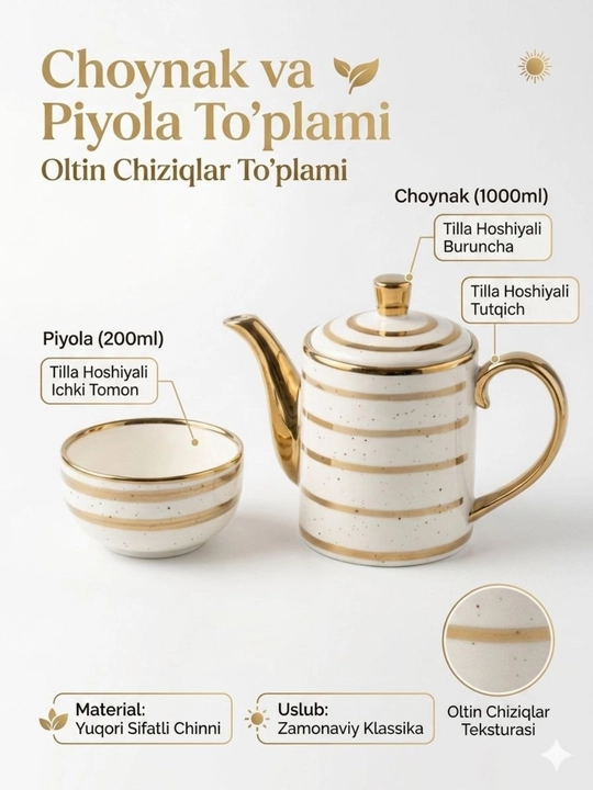 Oshxona idishlari to'plami Ella (Dinner set), 46 qismdan iborat