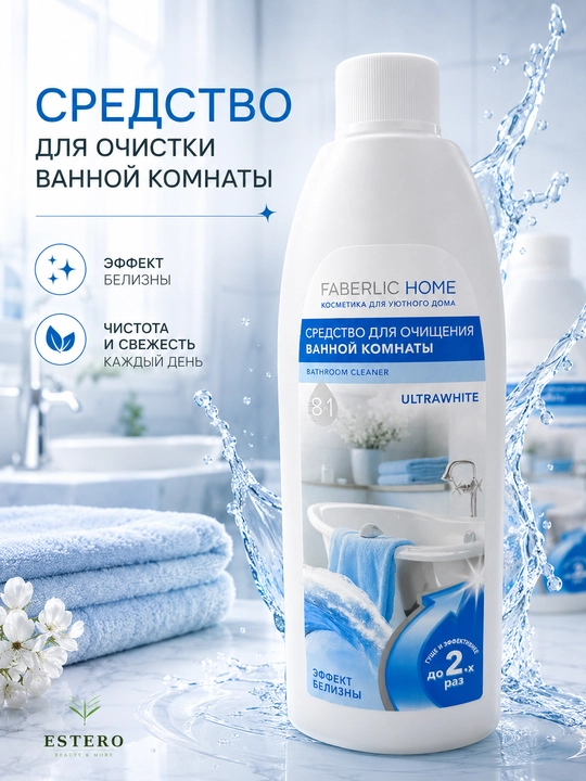Home UltraWhite средство для очищения ванной — эффект белизны в 2х эффективнее 