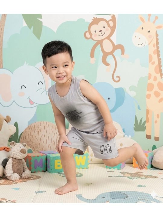 Детский комплект для мальчика Premium Soft Gray — майка и шорты из хлопка