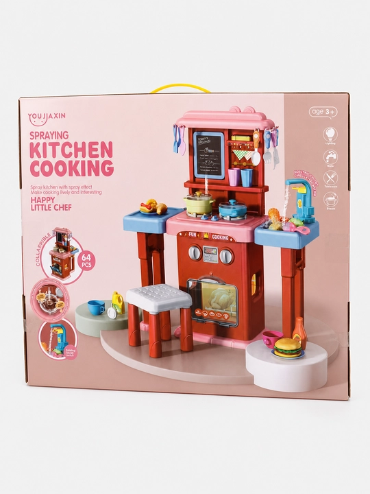 Happy Little Chef bolalar oshxonasi suv effekti va chiroq bilan 64 ta detal