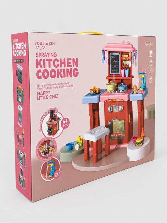 Happy Little Chef bolalar oshxonasi suv effekti va chiroq bilan 64 ta detal