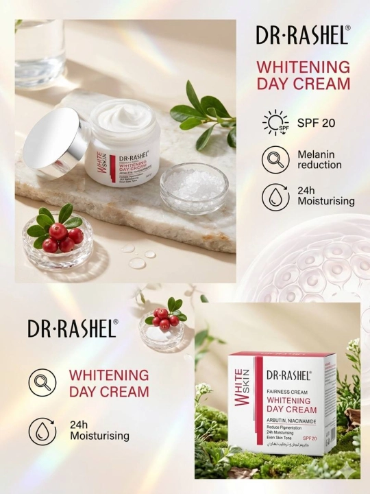 Kunduzgi dog‘larga qarshi yuz kremi SPF20 bilan, Dr. Rashel Whitening SPF20, 50 g