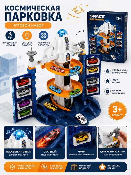Rocket Garage mashinalari bilan o‘yin garaj-avtoturargohi
