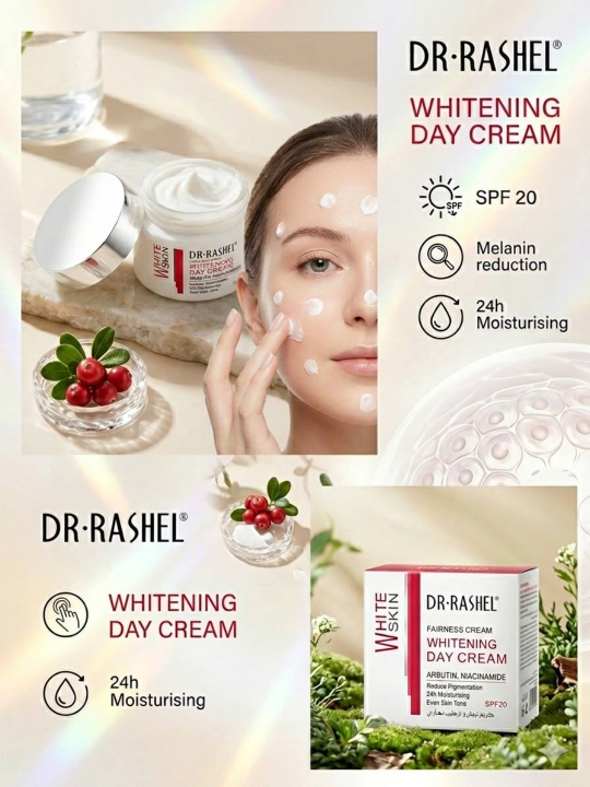 Kunduzgi dog‘larga qarshi yuz kremi SPF20 bilan, Dr. Rashel Whitening SPF20, 50 g