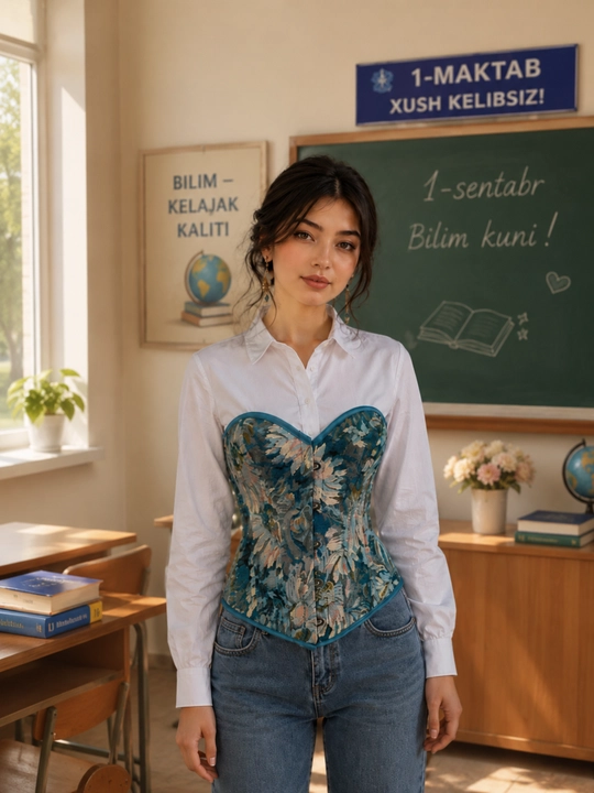 Vintage Floral ayollar korseti - retro uslubidagi nafis model, korset-top
