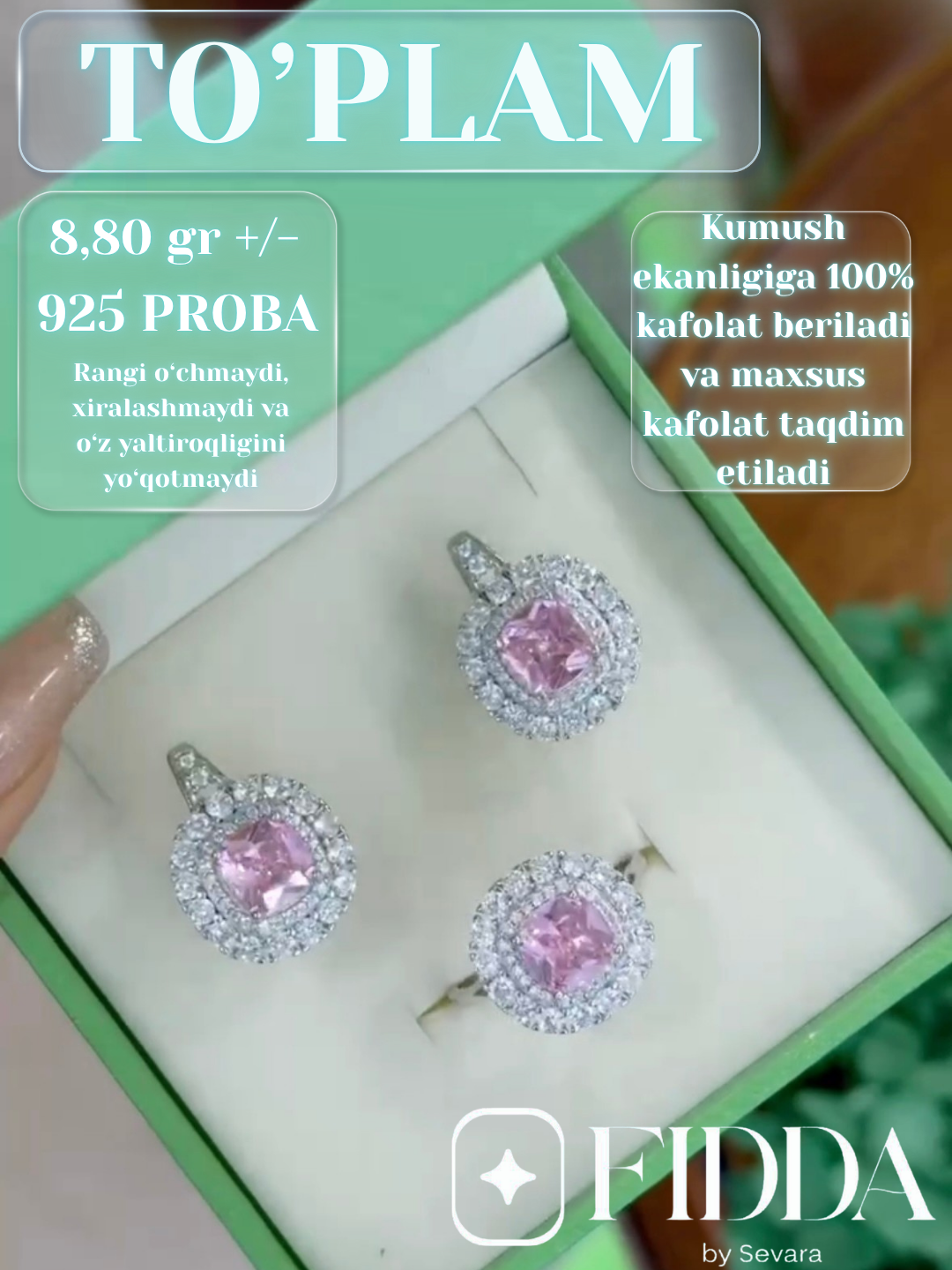 Kumush taqinchoqlar to'plami, 925 probali kumush, ayollar uchun kumush komplekt - 