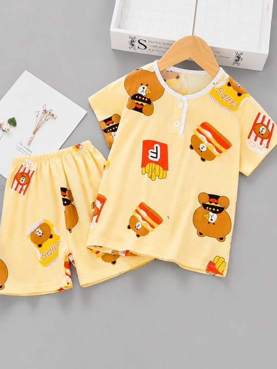 Bolalar uchun ayiqcha printli yozgi pijama to‘plami - 