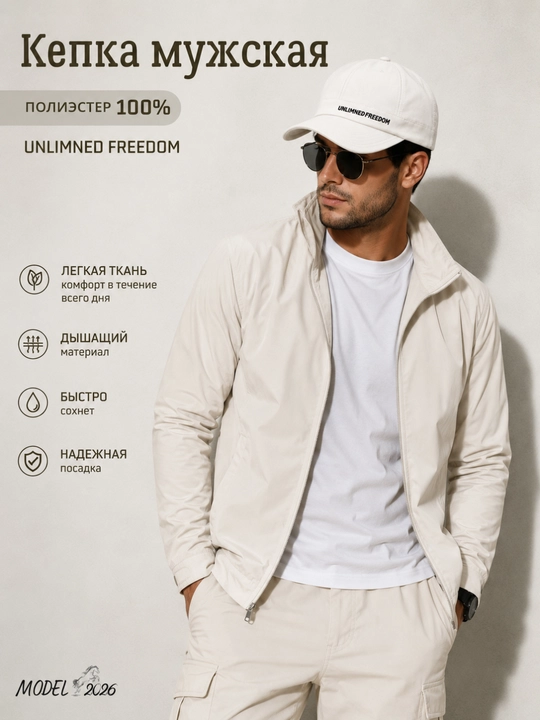 Кепка мужская SOFARSOLUCKY Classic 100% полиэстер, летняя, регулируемая - 