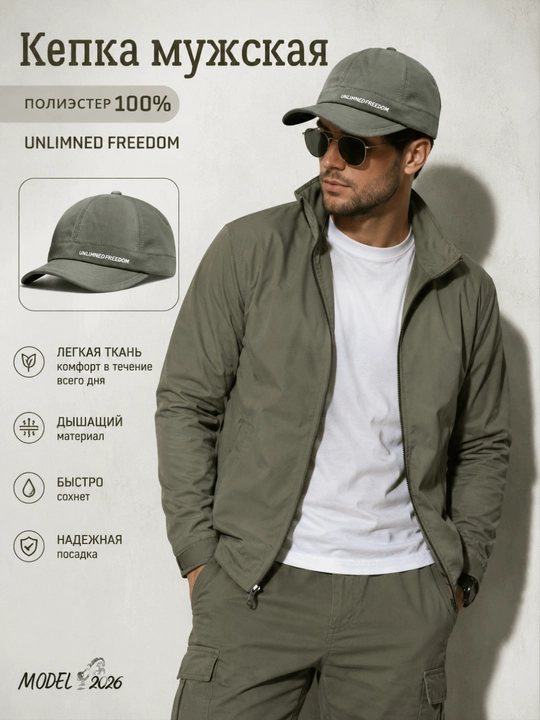 Кепка мужская SOFARSOLUCKY Classic 100% полиэстер, летняя, регулируемая - 