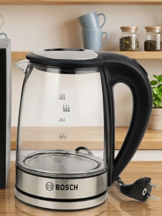 Elektr choynak 1.8L — LED yoritgichli tefal, 2000W quvvatli, shisha, tez qaynatuvchi