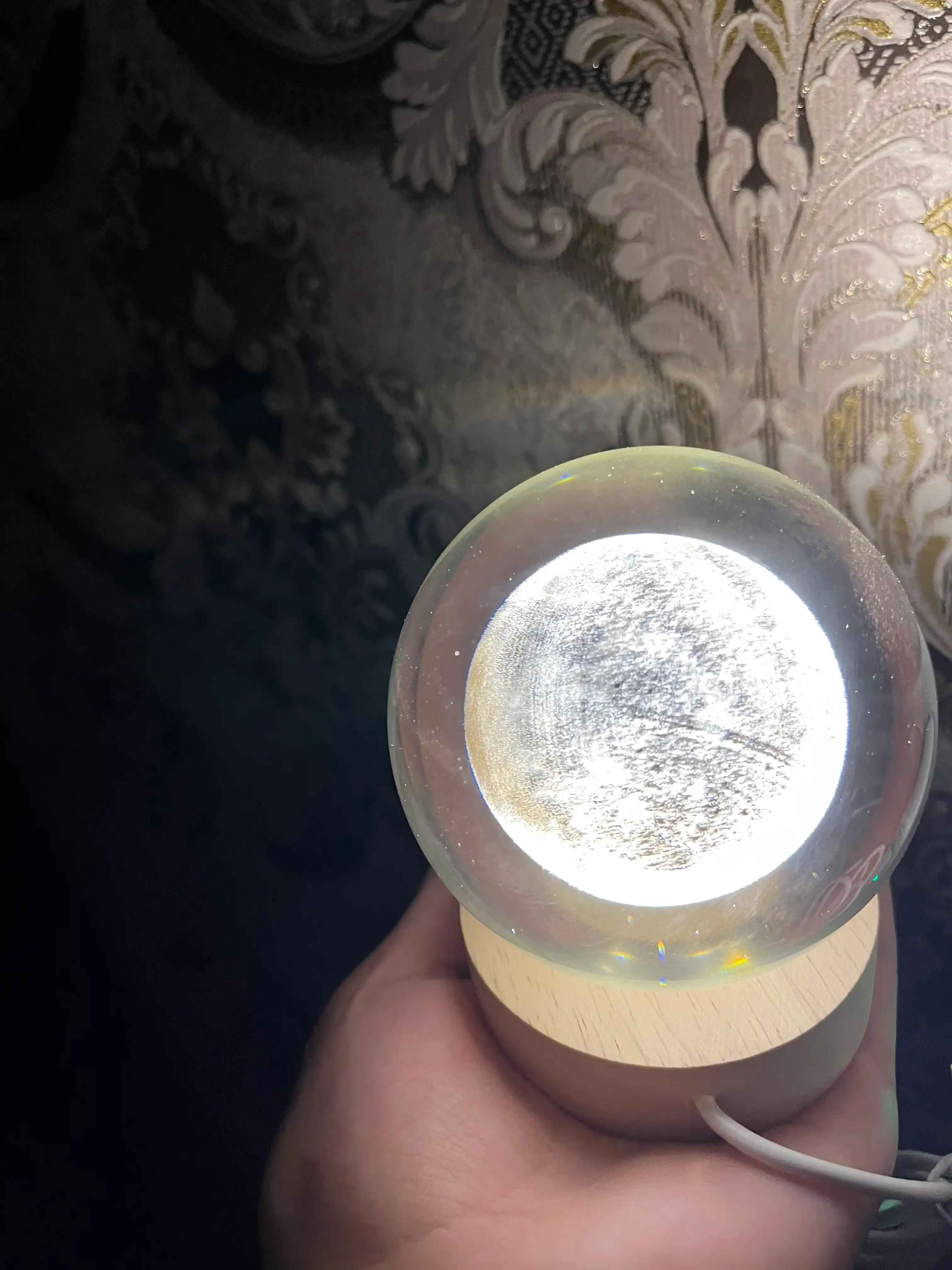 Хрустальный шар-ночник 3D, RGВ с лазерной гравировкой светильник ночниккой, питанием