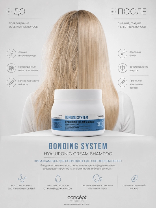 CONCEPT BONDING SYSTEM krem-shampuni, 400 ml, normal, kuchli shikastlangan sochlar uchun