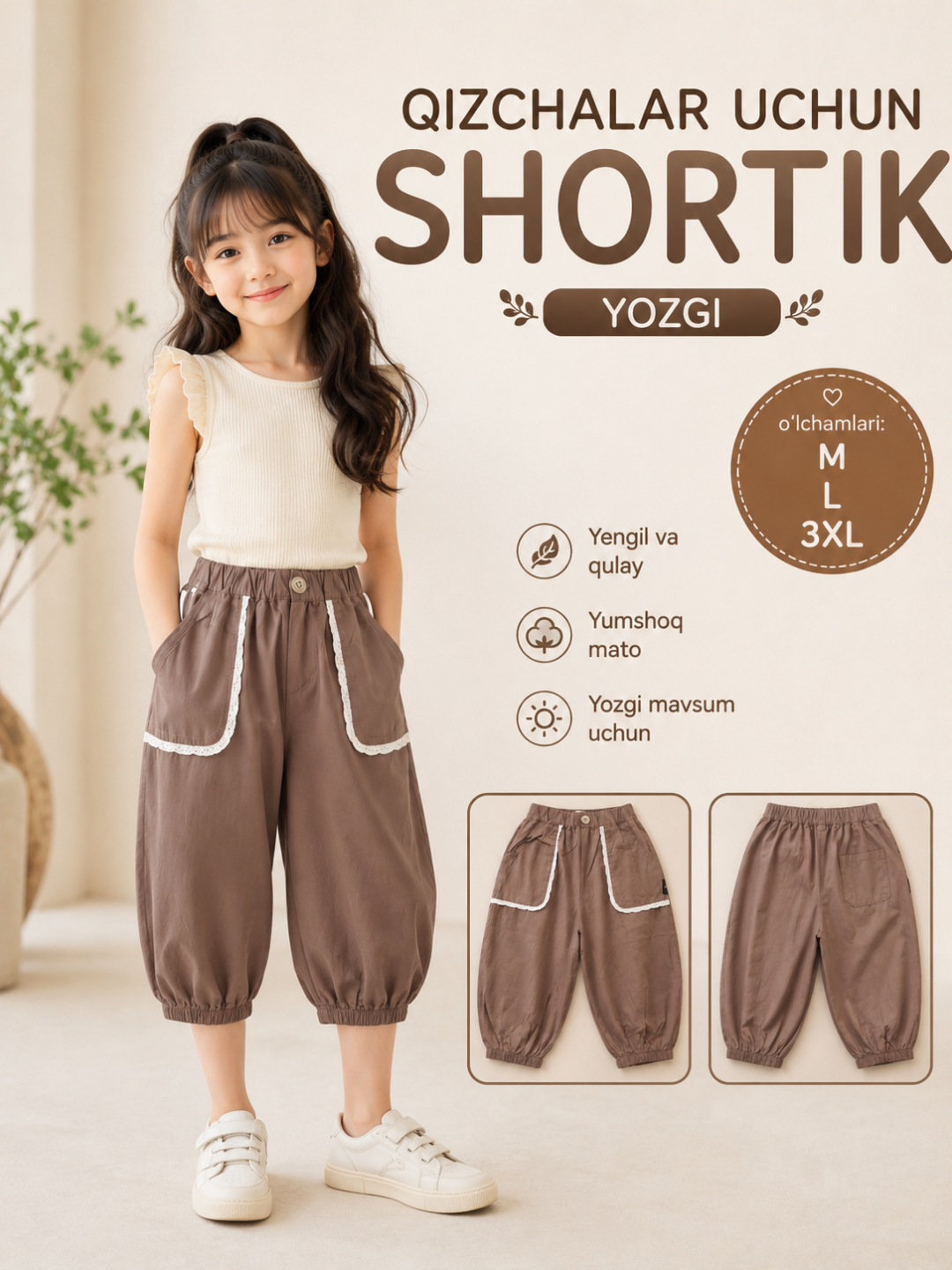 Qizlar uchun kapri shortilar. Yoz mavsumiga mos - 
