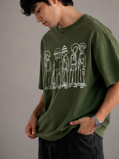 Мужская оверсайз футболка из хлопка, подходит для размеров 46–52 (M/XL) - 