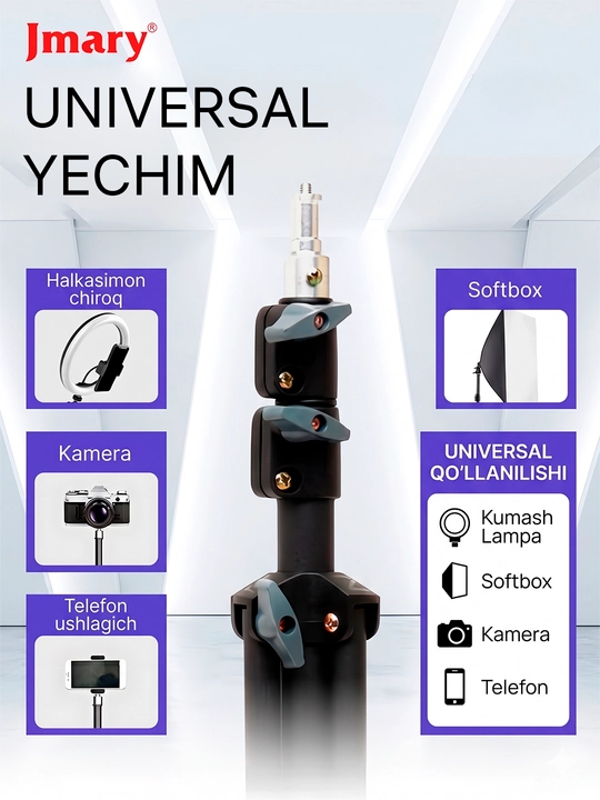 Shtativ tripod Jmary KP-2205, MT-75 telefon ushlagichi bilan kamera va telefon uchun