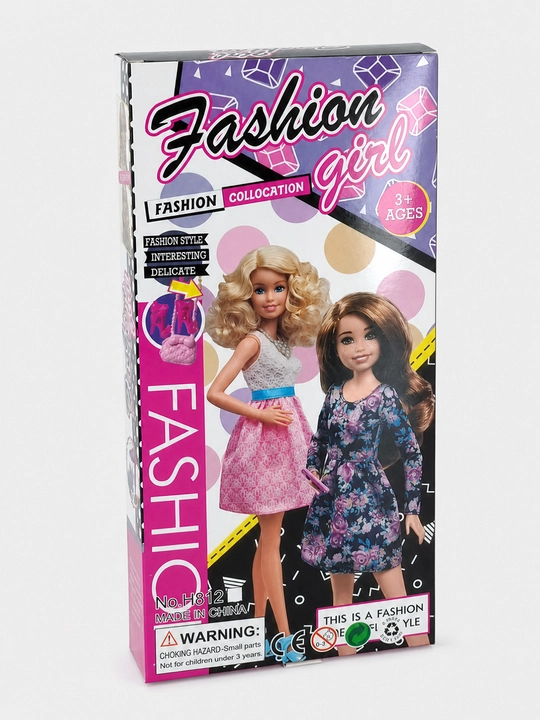 Fashion Girl kukla yaltiroqli ko'k ko'ylak va aksessuarlar bilan H812