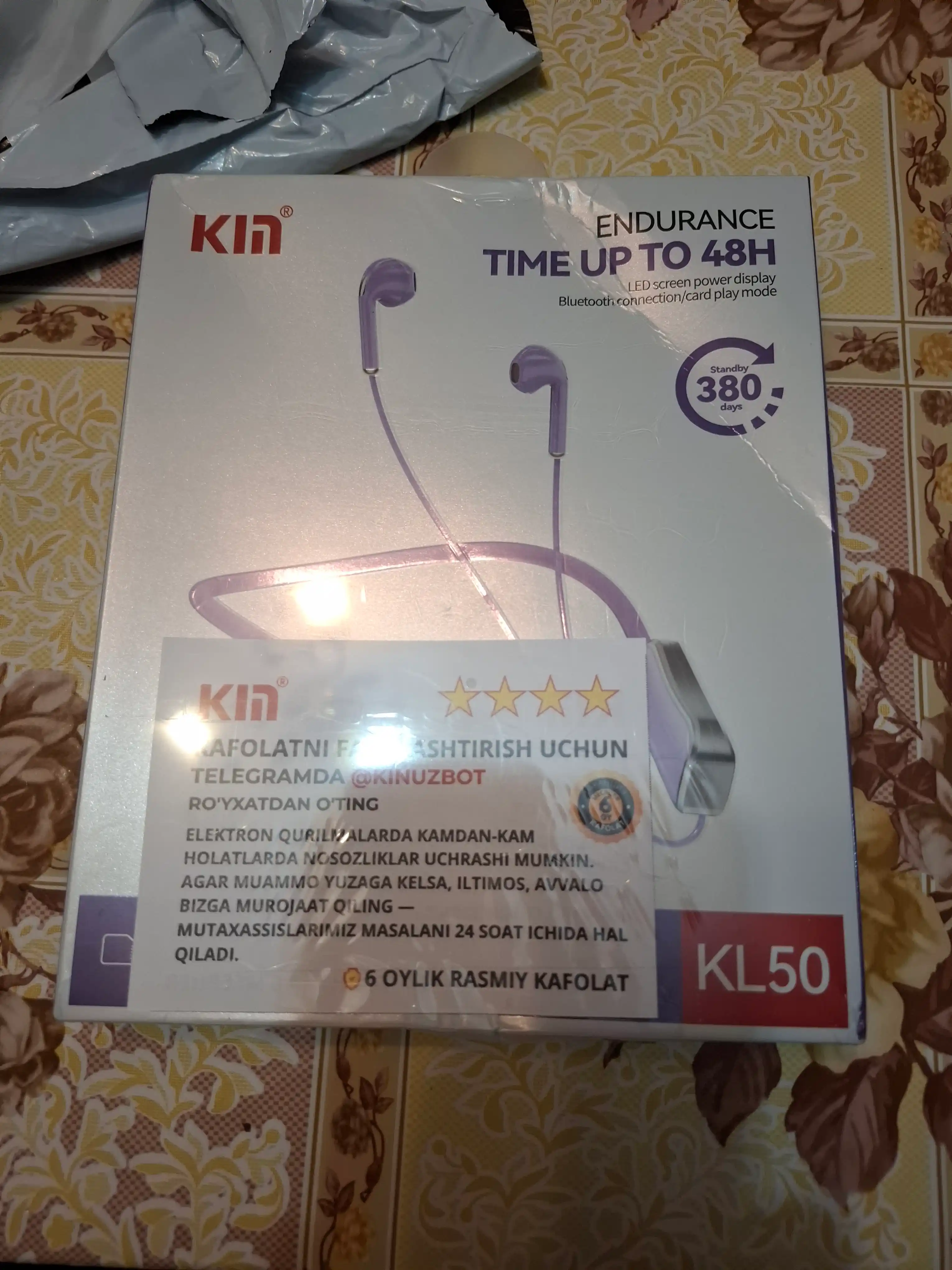 Simsiz quloqchin KIN KL50/118 Bluetooth 5.4, LED displey, 400 mAh batareya, TF-karta