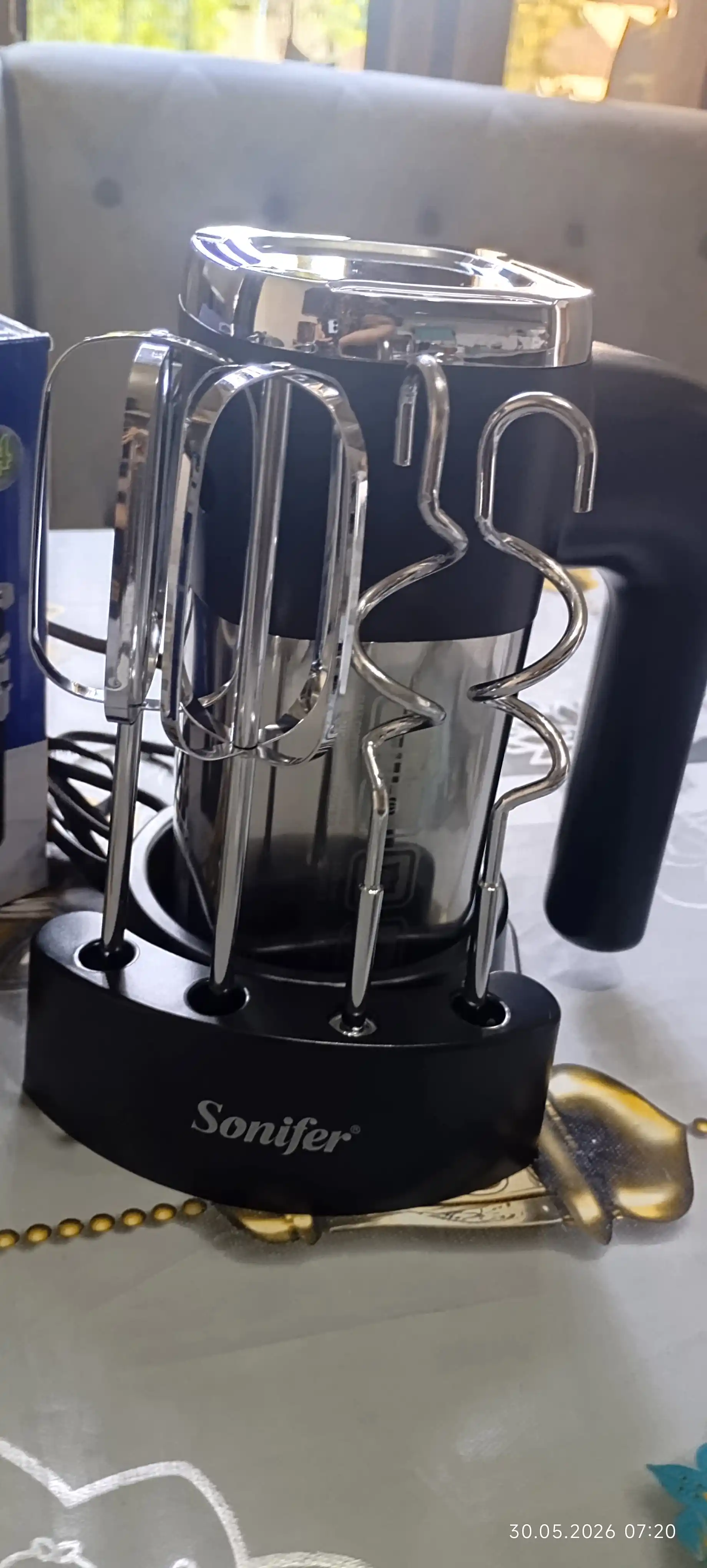 Миксер ручной Sonifer, электрический, с подставкой, турбо режим, 5 скоростей, 500 Вт