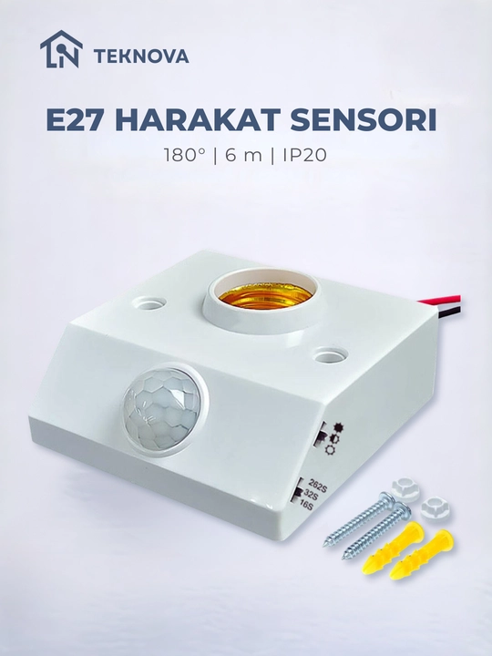 Датчик движения E27 Teknova 360° с таймером - умное автоматическое освещение - 