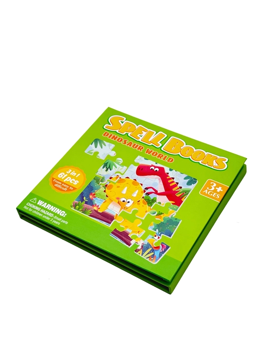 Spell Books Dinosaur – 3 ta jumboqdan iborat bolalar uchun rivojlantiruvchi puzzle kitob - 