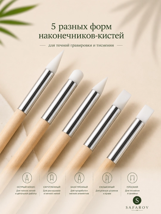 Набор силиконовых кистей для маникюра 5 шт, инструменты для дизайна ногтей и декора